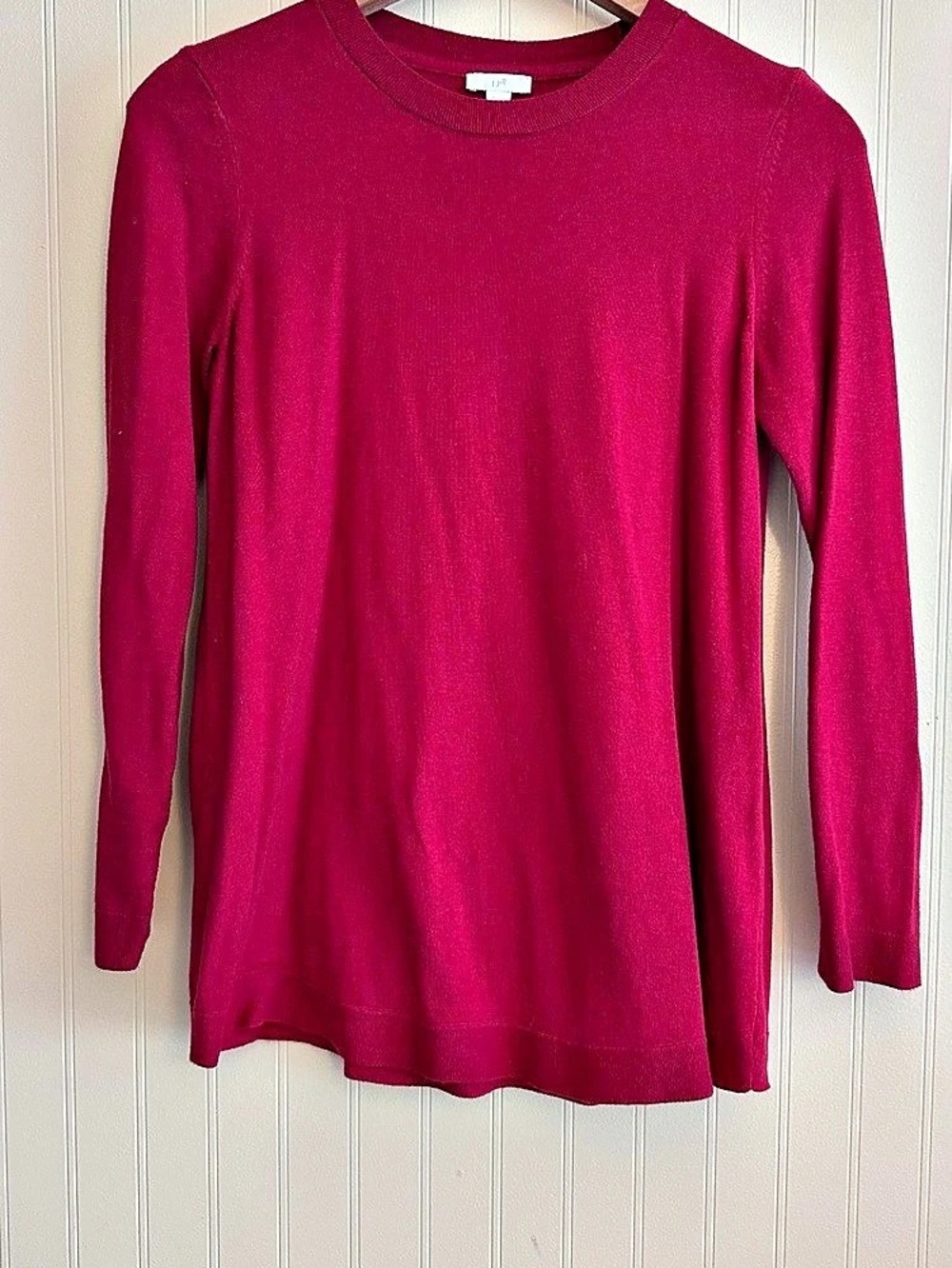 J. Jill red long sleeve crewneck sweater, size small